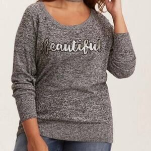 TORRID Sequin Beautiful Raglan Sweater Sz 2